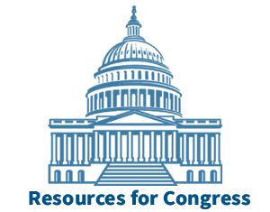 Graphic image of United States Capitol with text Resources for Congress